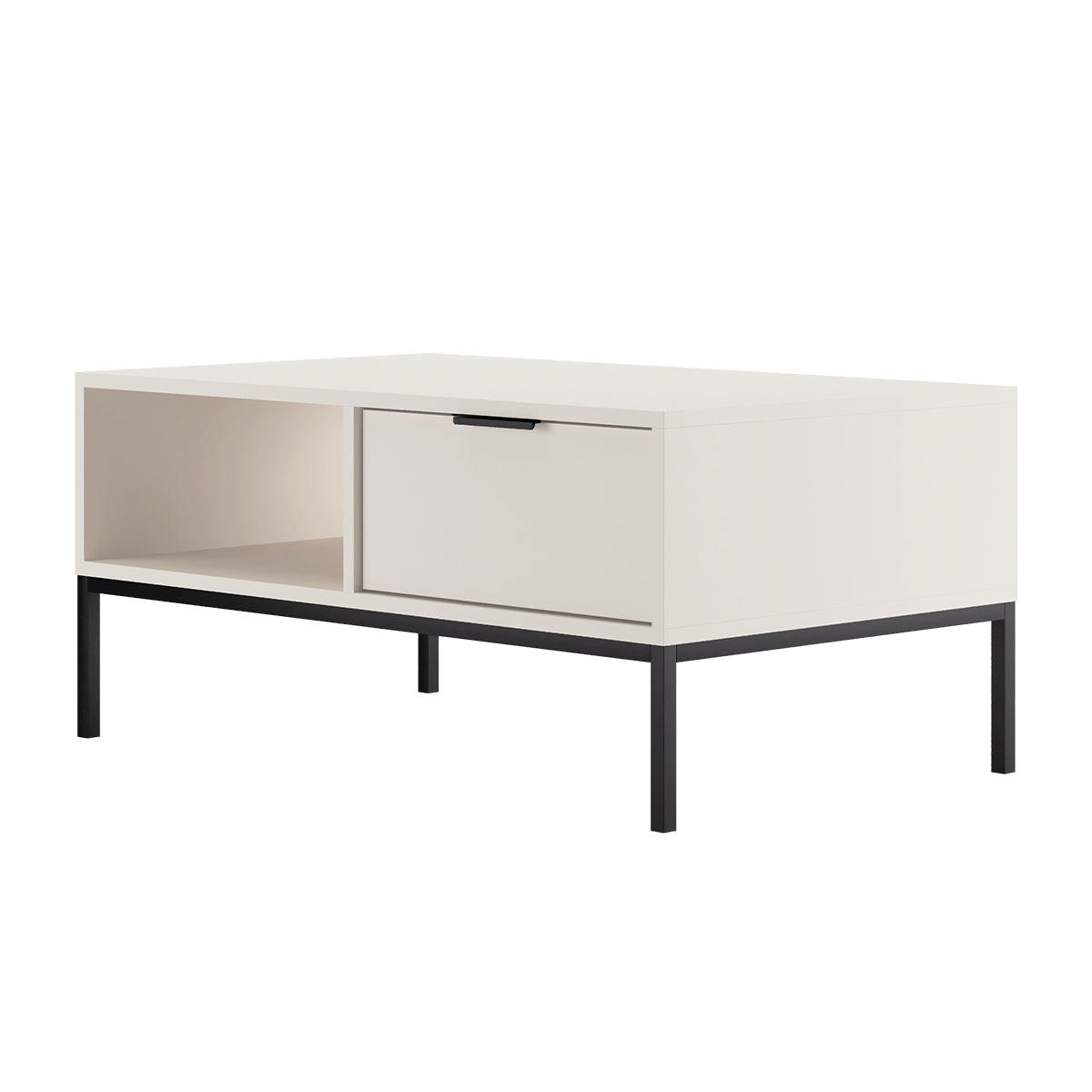 KLUBSKA MIZA Seattle Črno-belo - bela, leseni material (60/100/45.4cm) - Petits-meubles