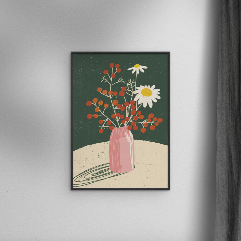 POSTER mit Rahmen Gigi Rosado - Winter Bouquet - Schwarz/Grün, Holz/Papier (50/70cm) - Poster&Frame