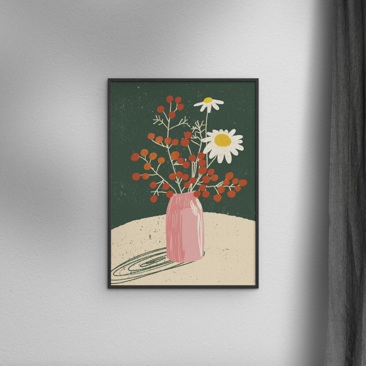 POSTER mit Rahmen Gigi Rosado - Winter Bouquet - Schwarz/Grün, Holz/Papier (50/70cm) - Poster&Frame