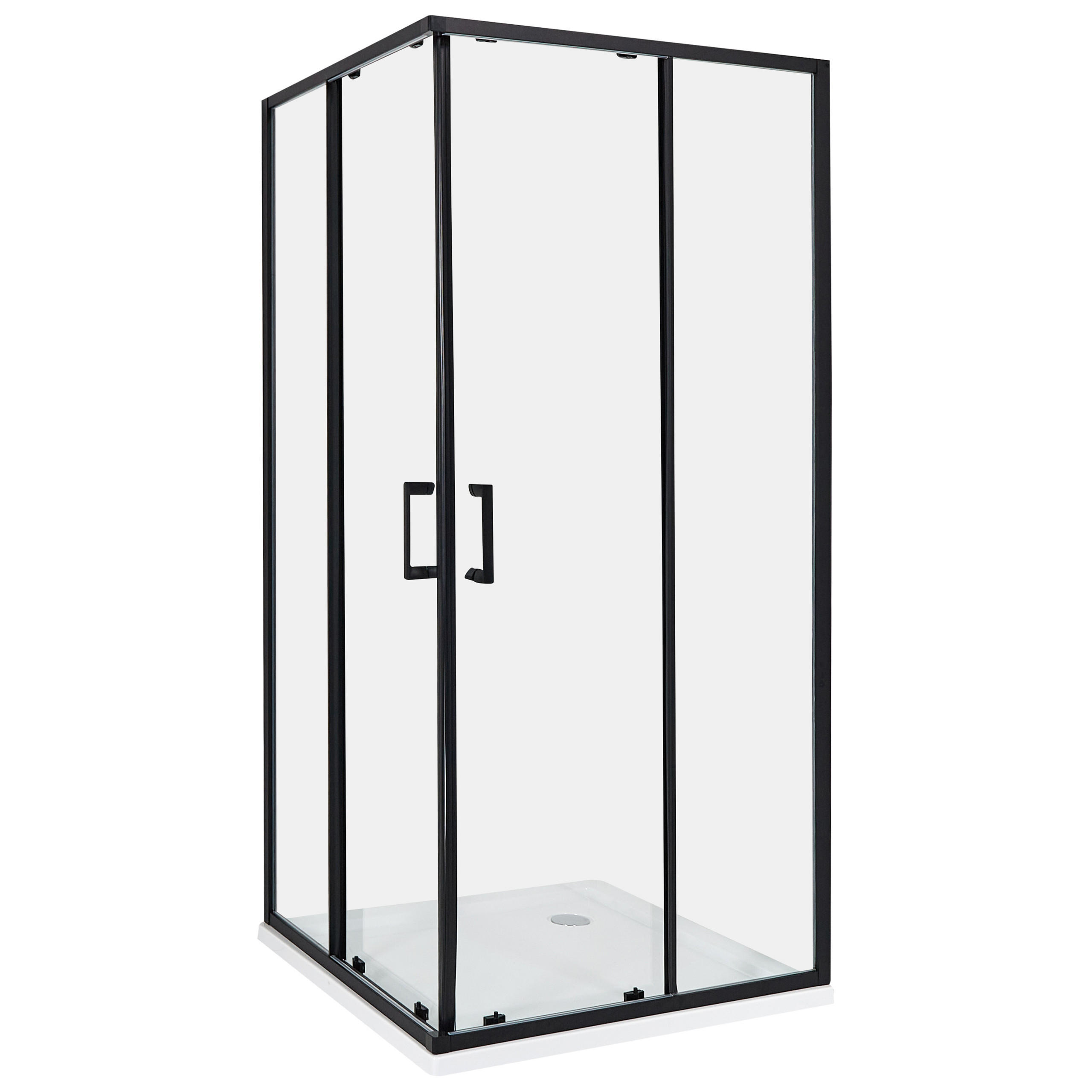 DUSCHKABINE 90/90/185 cm Schwarz Tela - Transparent/Schwarz, Glas (90/90/185cm) - Beliani