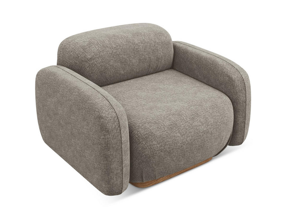 SESSEL Chenille Stoff Grau - Taupe/Braun, Holz/Textil (110/73/95cm) - Makamii
