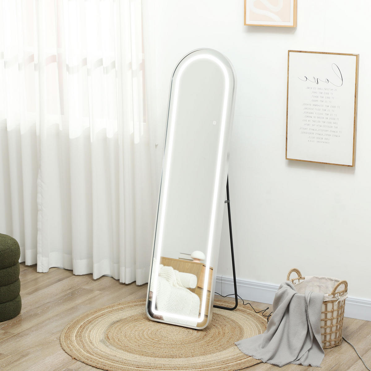 STANDSPIEGEL DE-17949 Silber - Silberfarben, Glas (40/150/5cm) - ComfortXL