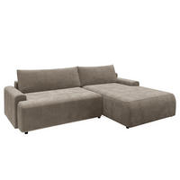 ECKSOFA mit Schlaffunktion - Longchair - Hellgrau/Schwarz, Kunststoff/Textil (253/167cm) - home24