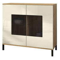 KOMMODE Grömitz Creme Hochglanz - Creme, Holzwerkstoff (92.5/83.5/35cm) - Vladon