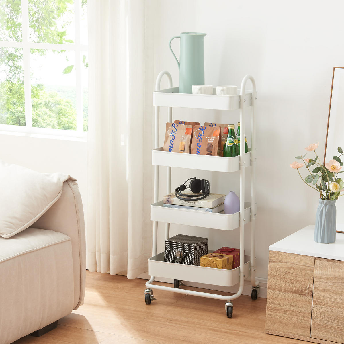 SERVIROVACÍ VOZÍK Pyhäntä - bílá, kov (46/103.5/35cm) - [en.casa]