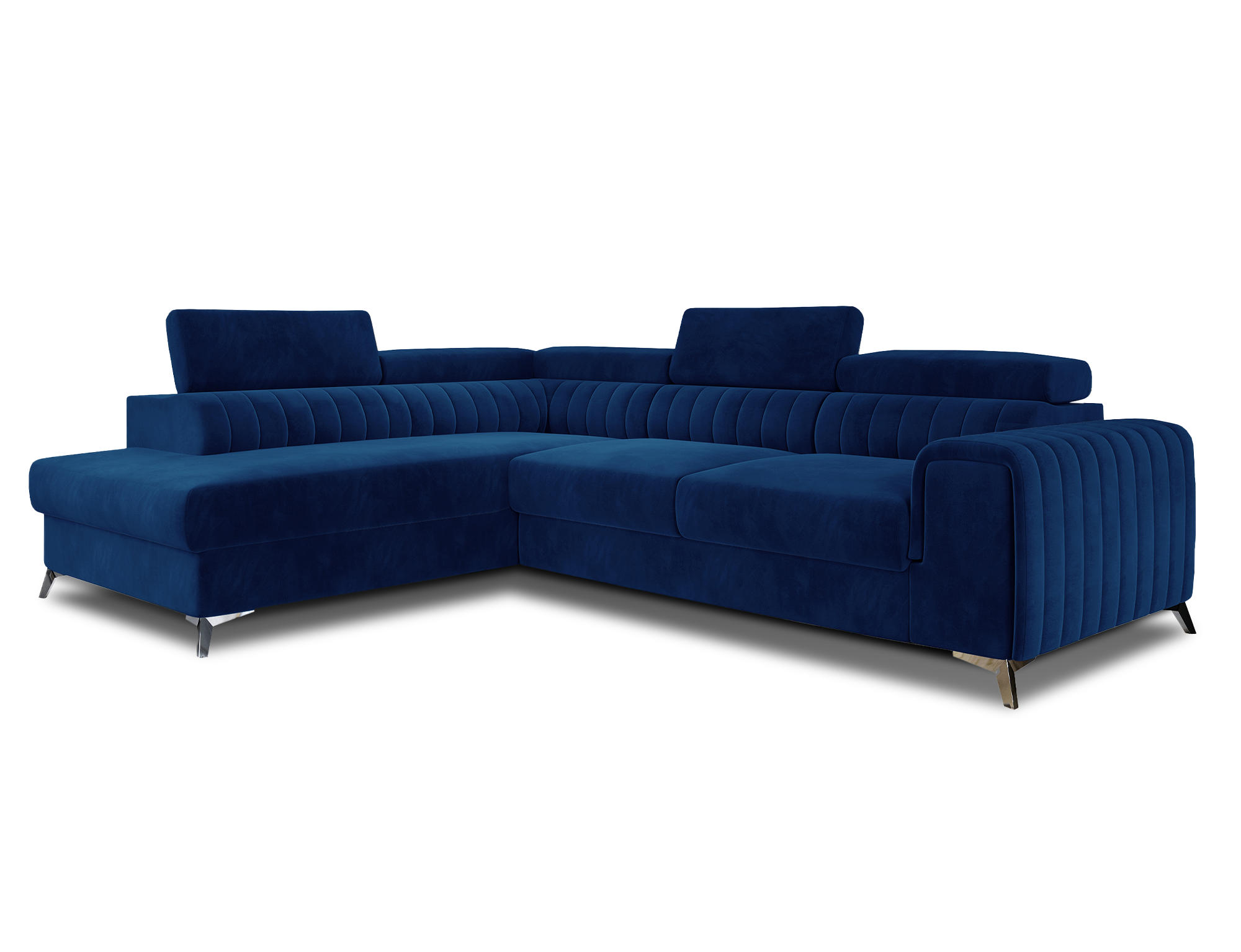 ECKSOFA Laurence mit Schlaffunktion & Bettkasten – 278 x 205 cm, verstellbare Kopfstützen - Blau, Kunststoff (278/205cm) - Wohnideebilder