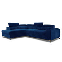 ECKSOFA Laurence mit Schlaffunktion & Bettkasten – 278 x 205 cm, verstellbare Kopfstützen - Blau, Kunststoff (278/205cm) - Wohnideebilder
