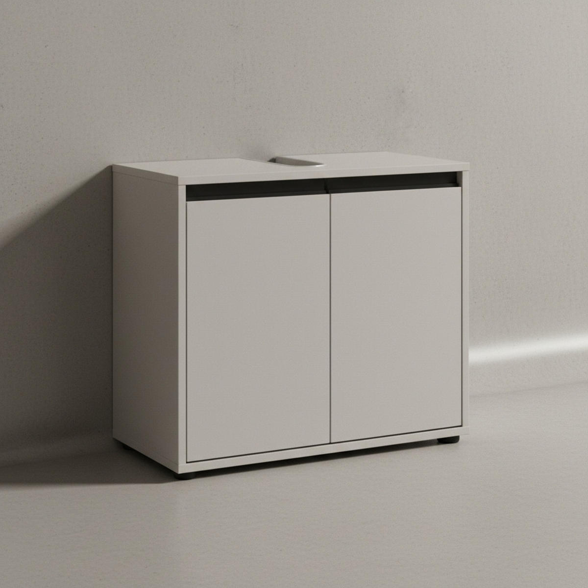 WASCHBECKENUNTERSCHRANK 63 cm mit zwei Türen und Einlegeboden | Steingrau - Grau, Holzwerkstoff (63/55/34cm) - KADIMA DESIGN