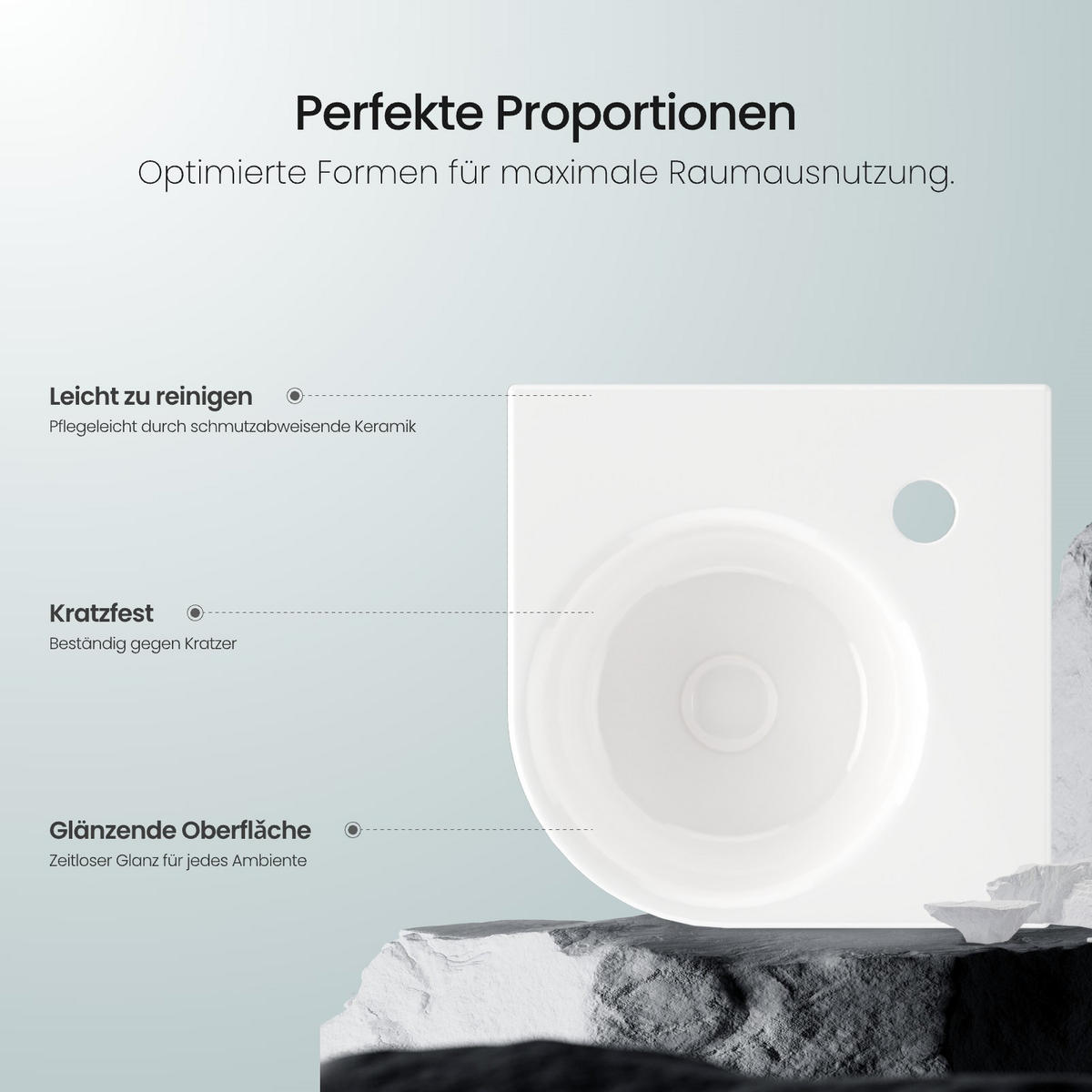 WASCHBECKEN Wandmontage Weiß Glänzend 44/ 38,5/ 15,5 cm - Weiß, Keramik (38.5/15.5/44cm) - EMKE