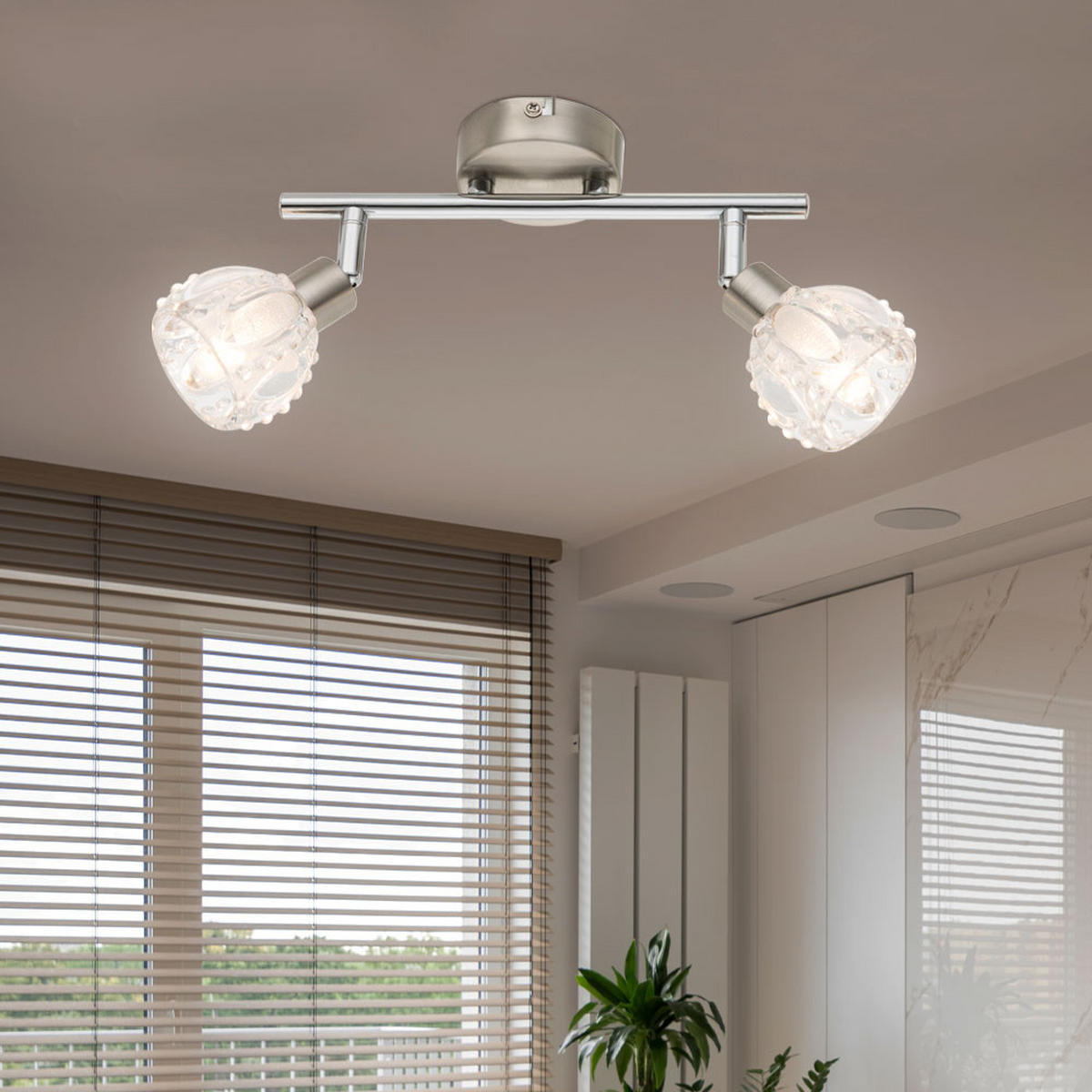 LED DECKENLEUCHTE ALOHA Silber Kristallglas - Silberfarben, Metall (25/8/13.5cm) - Globo Lighting