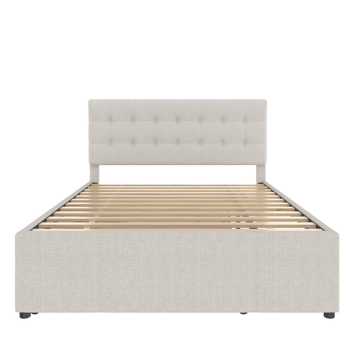 POLSTERBETT 140/200 cm aus Leinen mit ausziehbarem Bett, Beige - Beige, Textil (140/200cm) - OKMYHOME