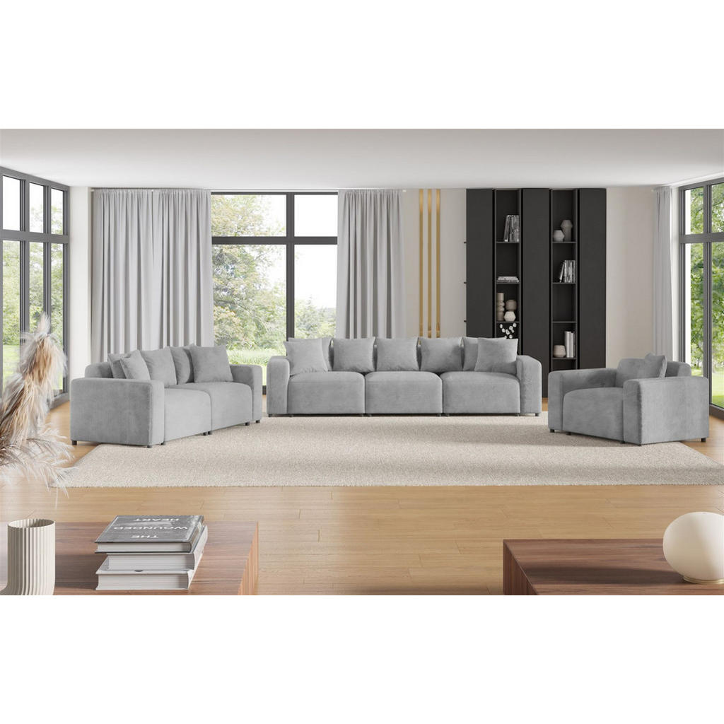 Thumbnail - Fun Möbel Sessel, Hellgrau, Textil, 145x75x98 cm, Wohnzimmer, Sessel, Polstersessel