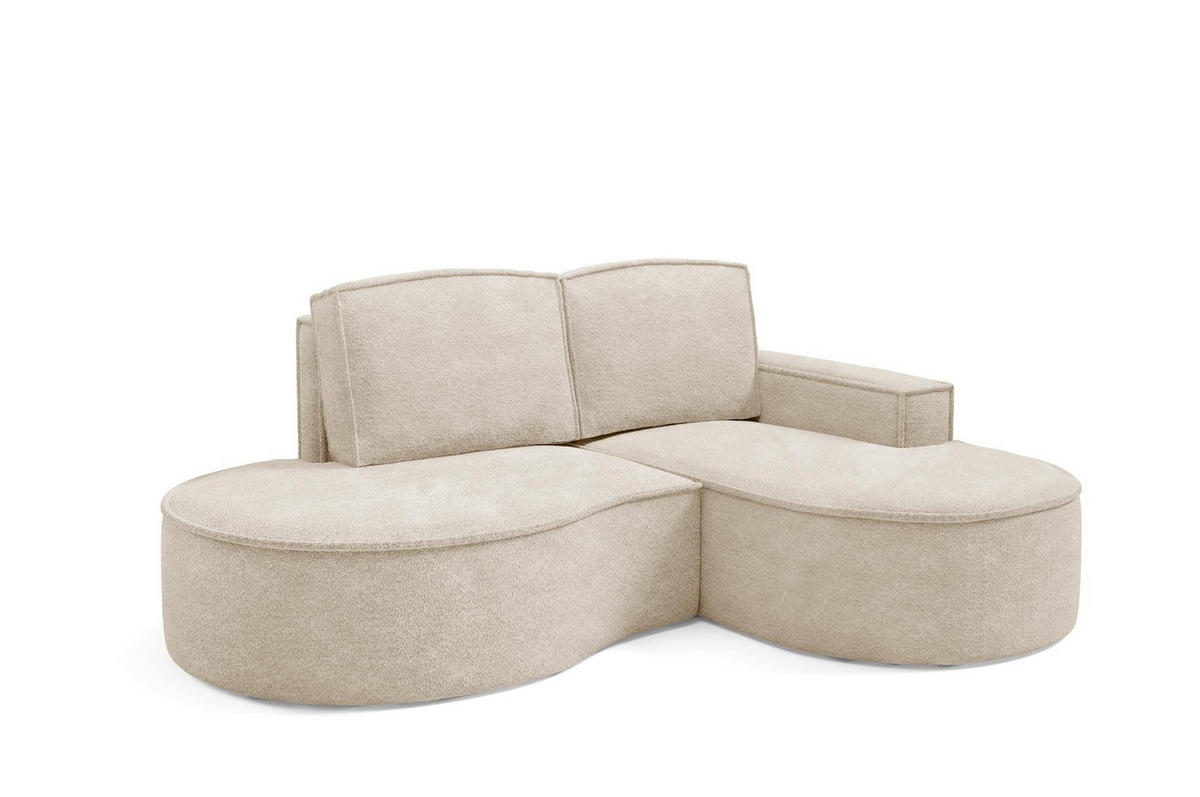 ECKSOFA Flow Beige, mit Kissen in Abriamo Stoff, rechte seite - Beige, Holzwerkstoff/Textil (210/157cm) - Bettso