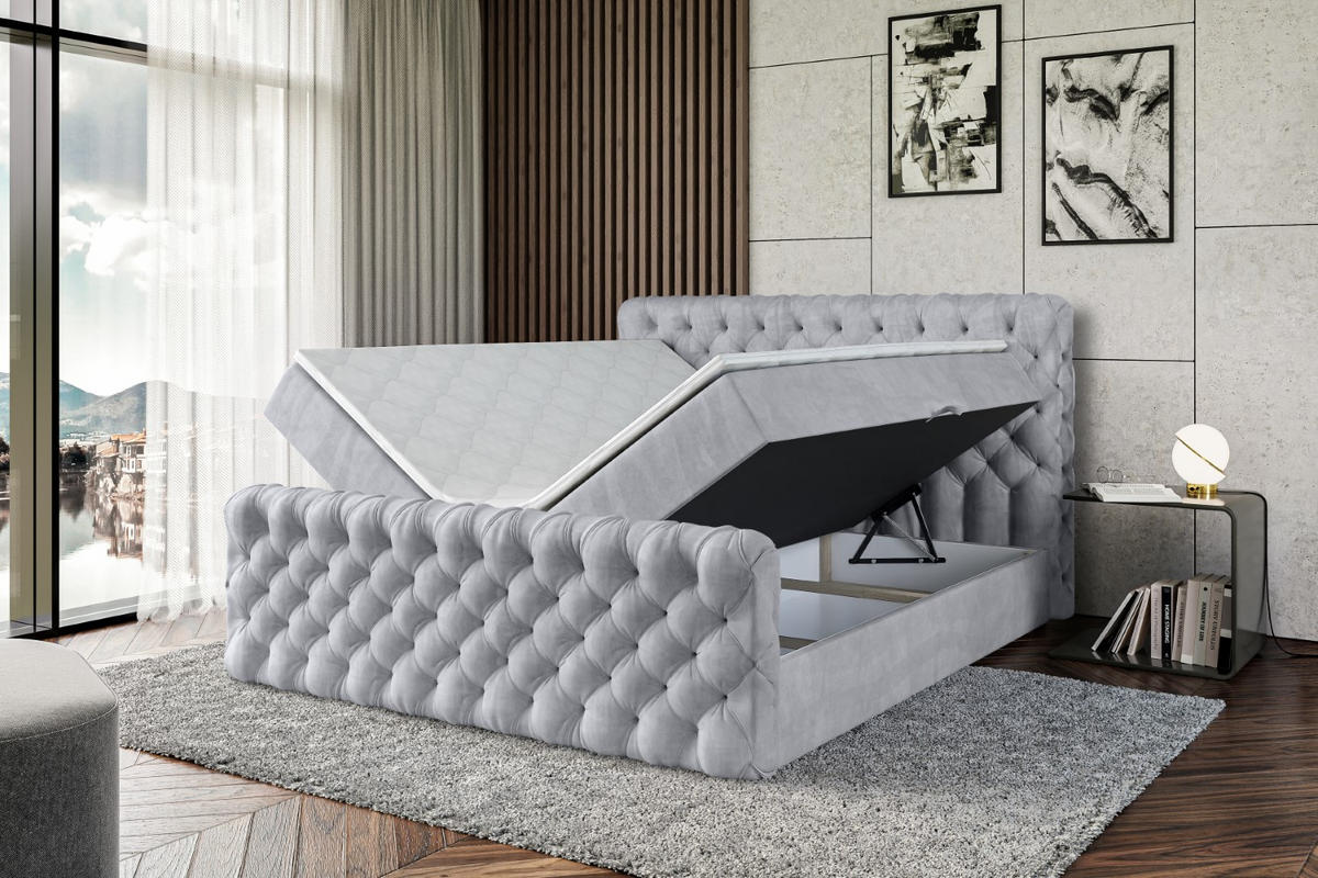 BOXBETT BOXI8-Z - 180x200 cm - H3 - Hellgrau - Hellgrau, Holzwerkstoff (180/200cm) - ALTDECOR