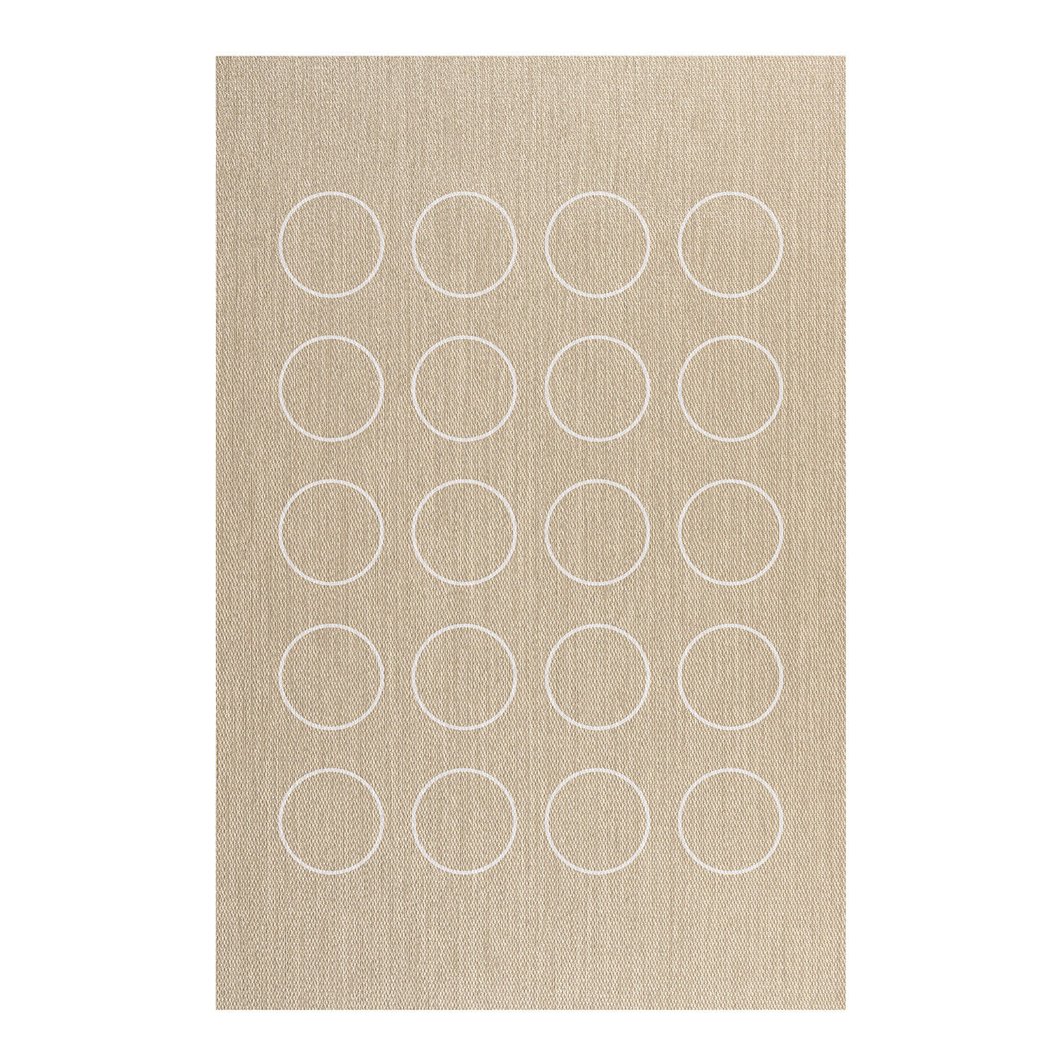TEPPICH Premium en Vinyle Weiße Kreise 140x200 cm - Cappuccino, Kunststoff (140/200cm) - STORESDECO