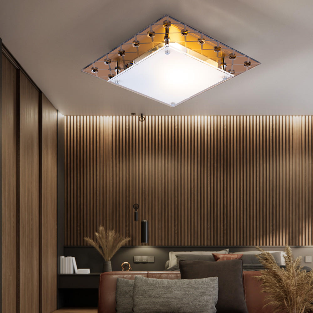 LED DECKENLEUCHTE Metall Kupfer Kristalloptik Glas - Kupferfarben, Glas (26/26/8.5cm) - Esto