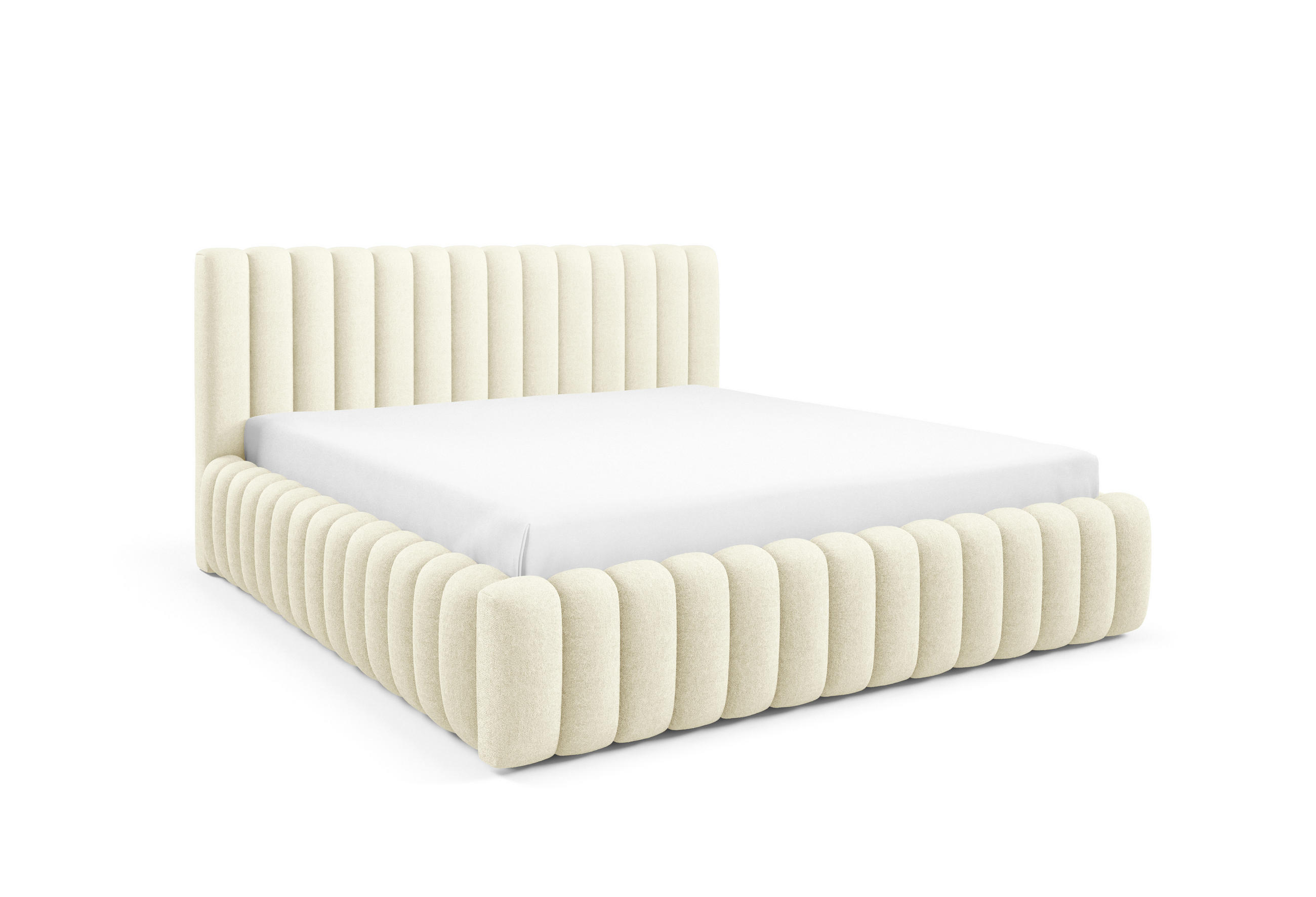 POLSTERBETT BLIVIO 180x200 cm,mit Bettkasten,Lattenrost,Doppelbett,Boxspringbett-Optik-Creme - Creme, Holz (180/200cm) - Furnistar