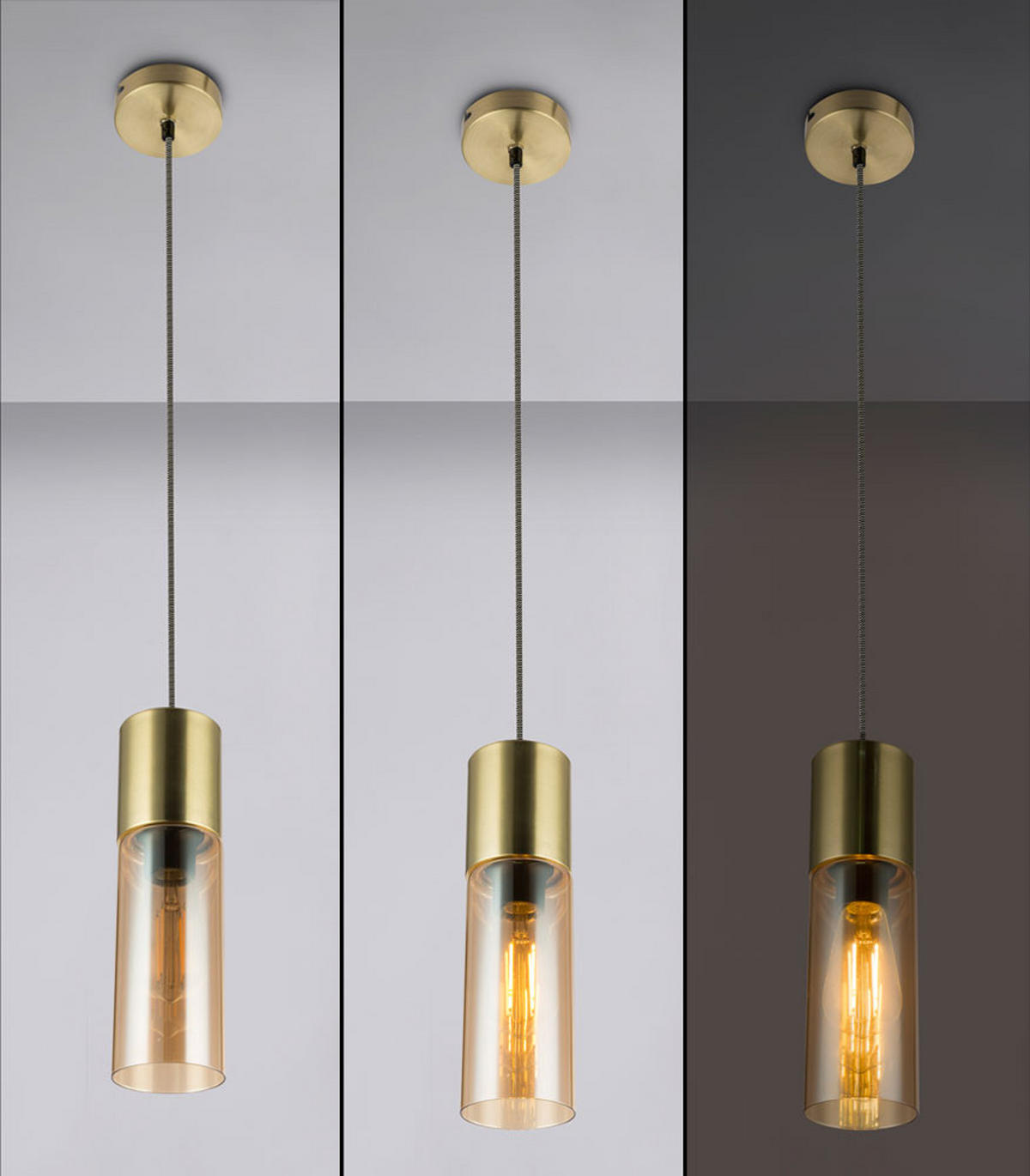 HÄNGELEUCHTE Messing Orange 2er Set - Orange, Glas (10.5/10.5/152.5cm)