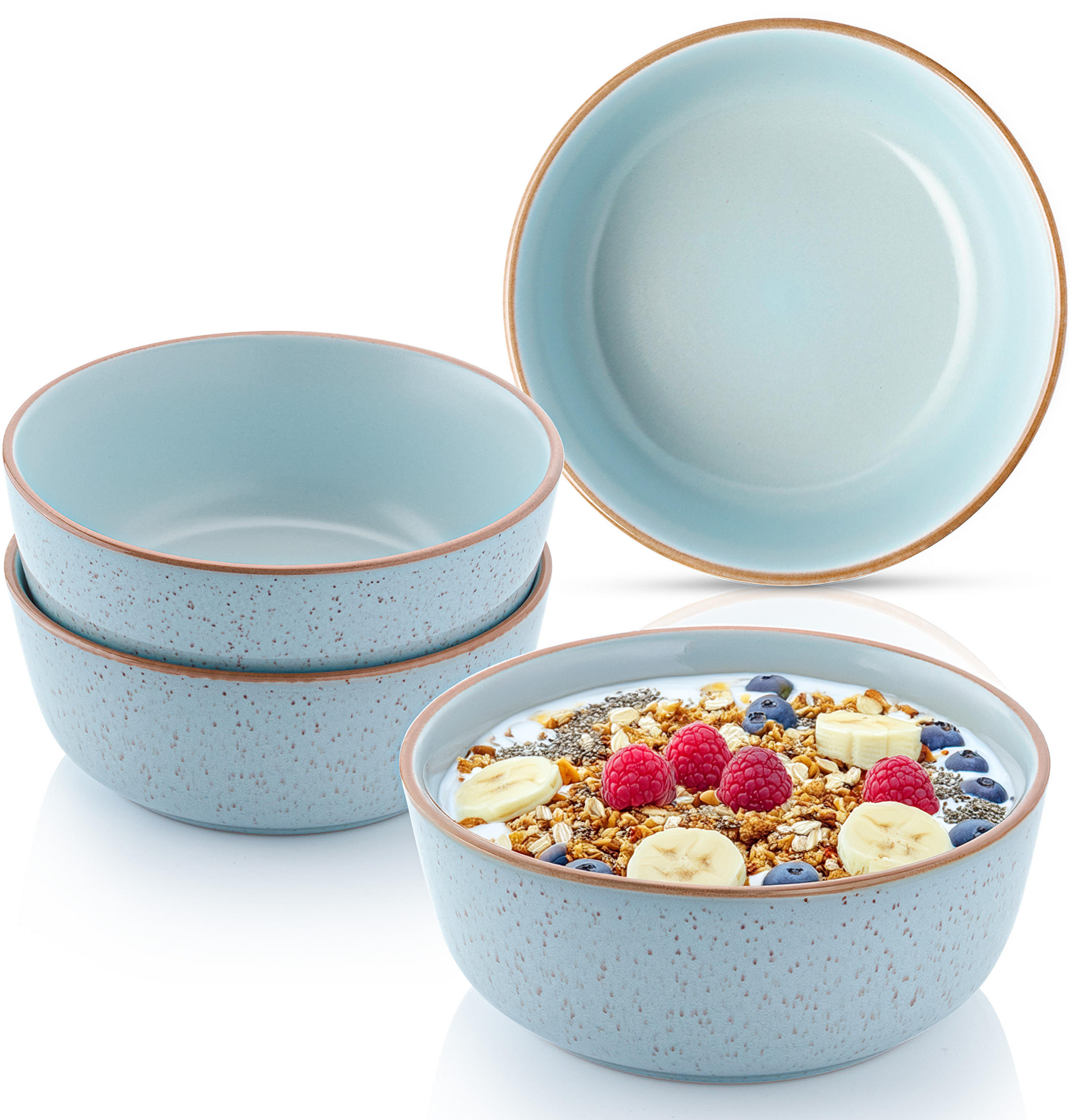 SCHALEN SET RIO LAGUNE - 4 teilig aus Steingut - Blau, Keramik (20cm) - Sänger