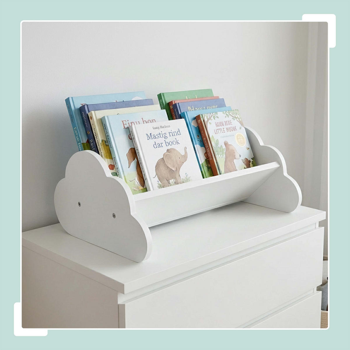 BIBLIOTECĂ Alb copii motiv nor MDF 17x43x29 cm - alb, compozit lemnos (43/17/29cm) - Relaxdays
