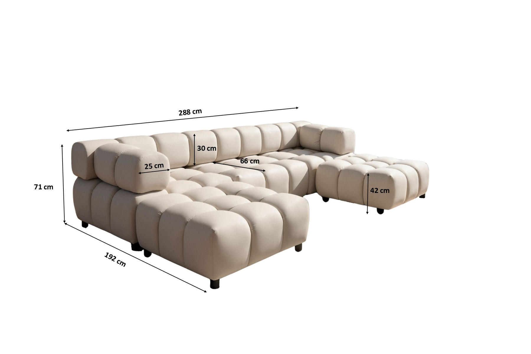 Thumbnail - Kaiser Möbel Ecksofa, Creme, Holz, 288x192 cm, Wohnzimmer, Sofas & Couches, Wohnlandschaften, Ecksofas