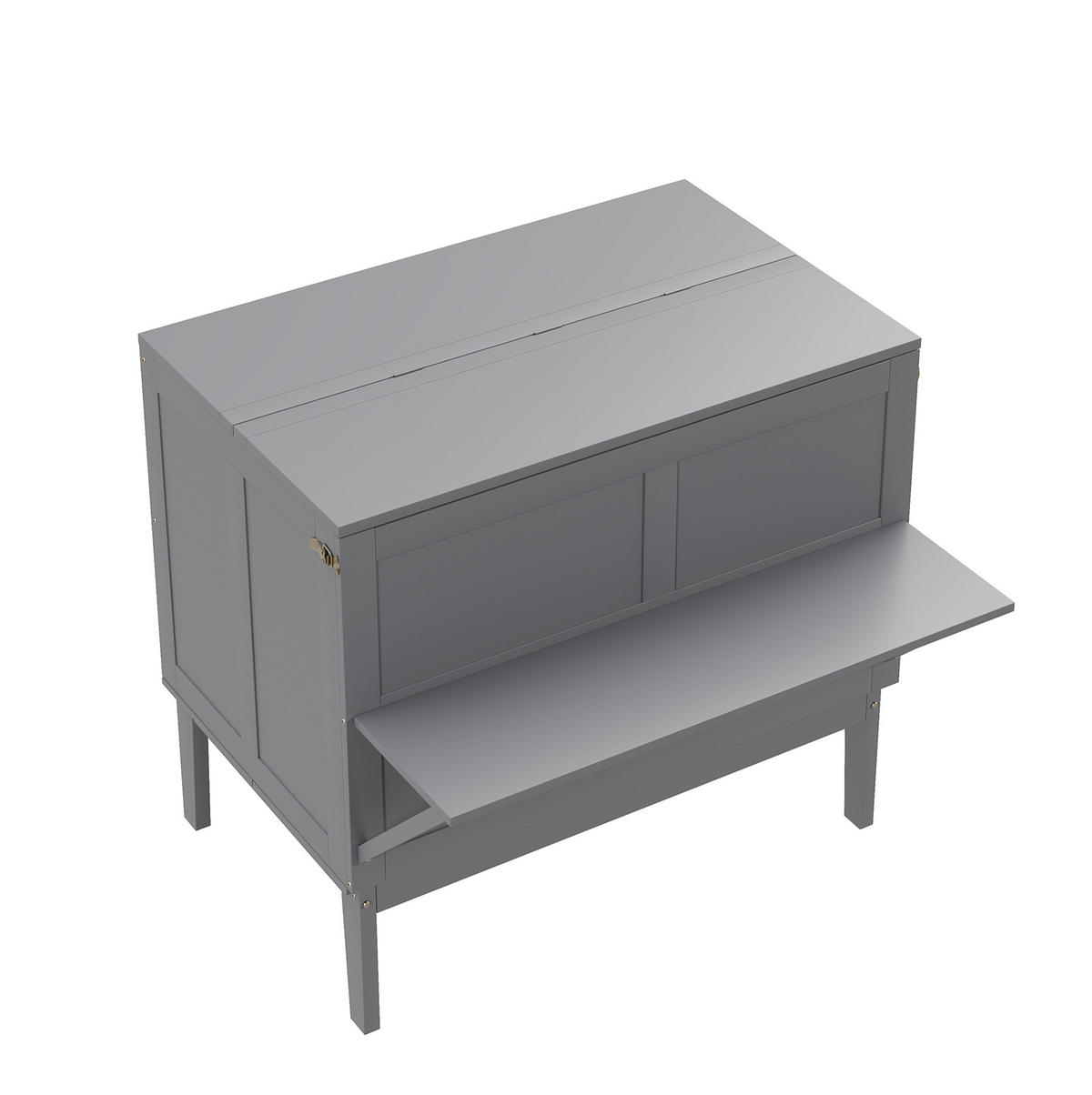 KLAPPBETT 90/200 cm in Grau – vertikales Klappsystem mit Stauraum - Grau, Holz (90/200cm) - BEAOK