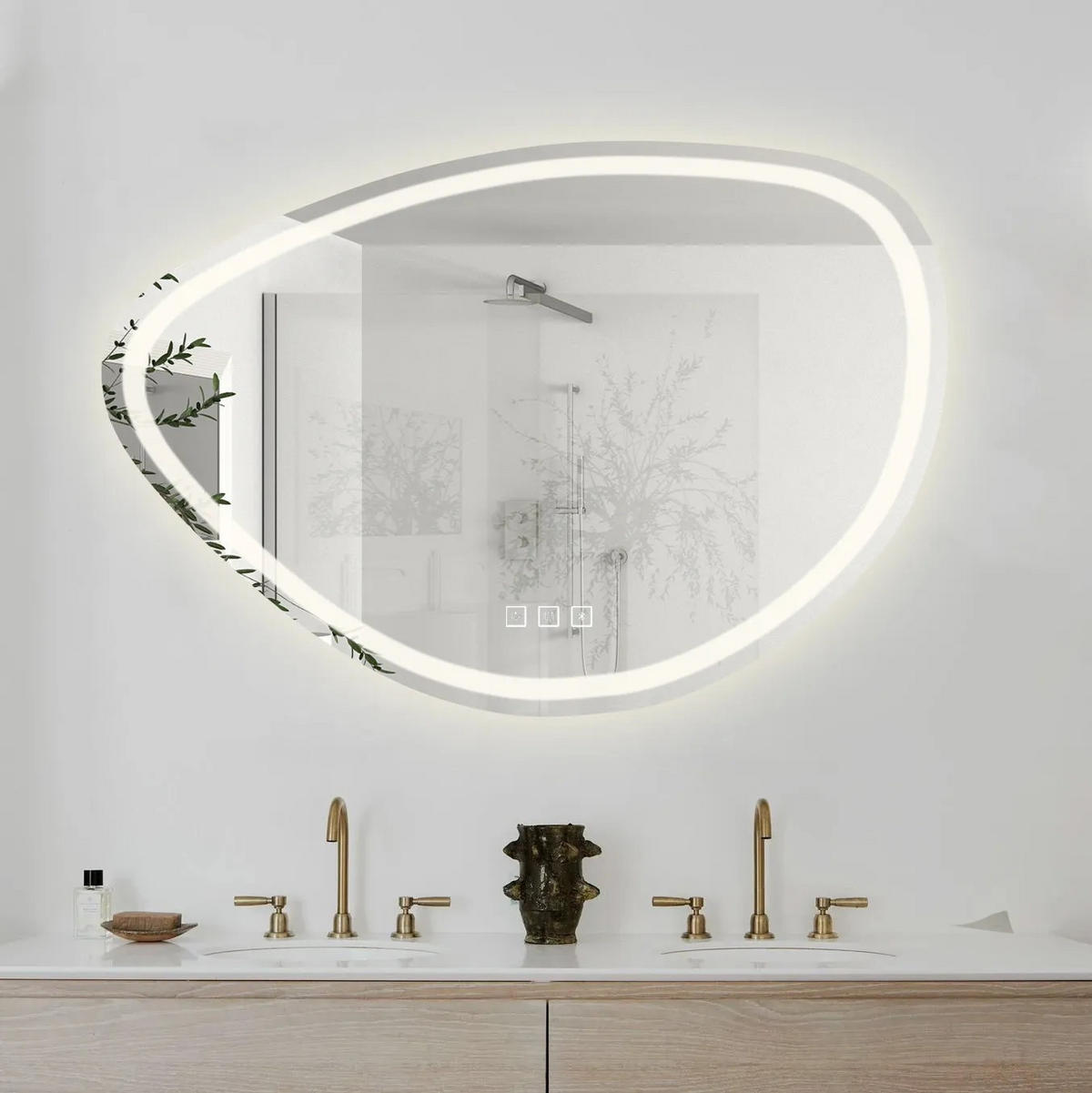 SPIEGEL Rea Led 70x100cm Fog - Grau, Glas (68/100/2cm) - REA