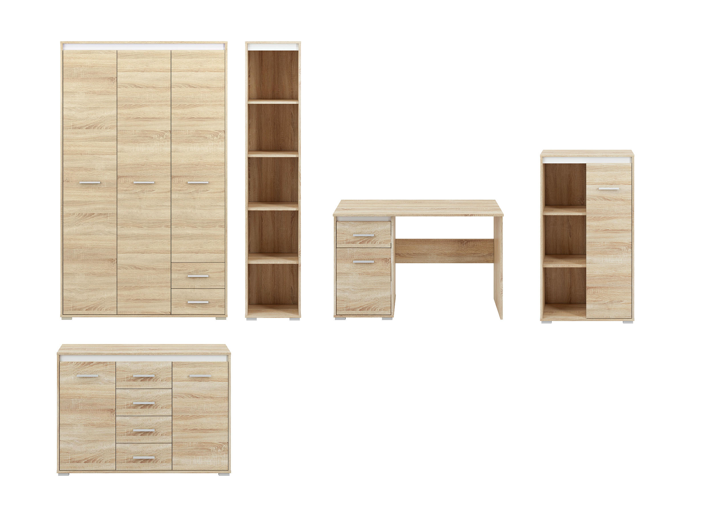 KINDERZIMMER-SET Avo Sonoma Eiche 5-teilig - Braun/Sonoma Eiche, Holz/Holzwerkstoff (469/200/55cm) - Feldmann-Wohnen
