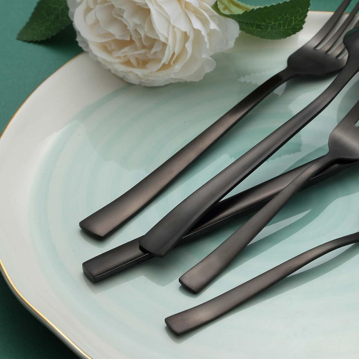 BESTECKSET für 6 Personen 30-teilig Edelstahl Mattschwarz - Schwarz, Metall