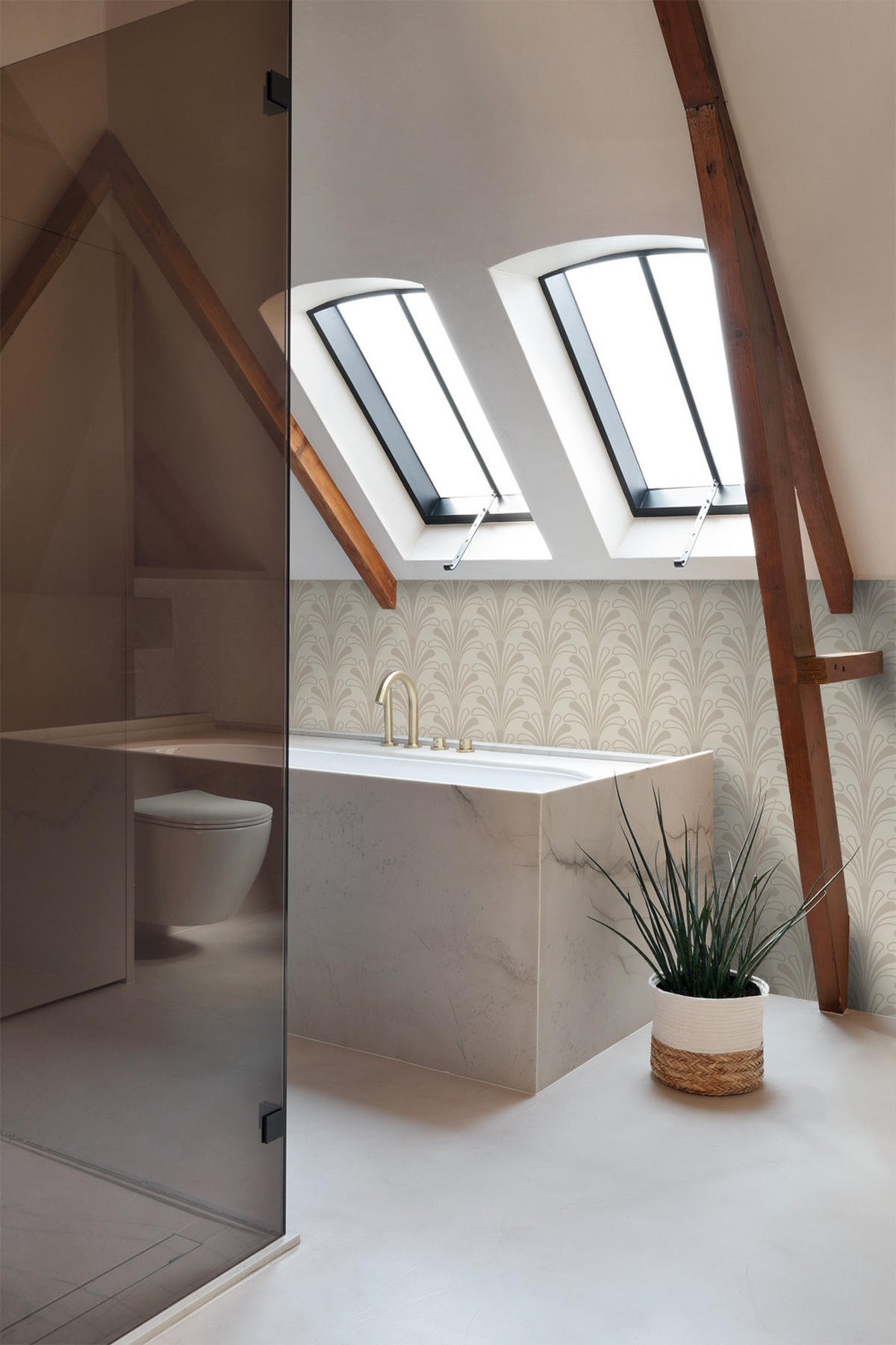 TAPETE Art Decó Muster 50 x 900 cm - Beige, Papier (50/900cm) - Origin Wallcoverings