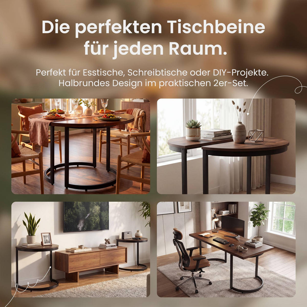 TISCHBEIN 2 Metall Schwarz - Schwarz, Metall (80/72/40cm) - CLP