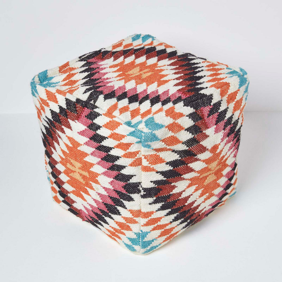 KELIM-POUF Manila mit Ethno-Muster, 43/43/43 cm - Multicolor, Textil (43/43/43cm) - Homescapes