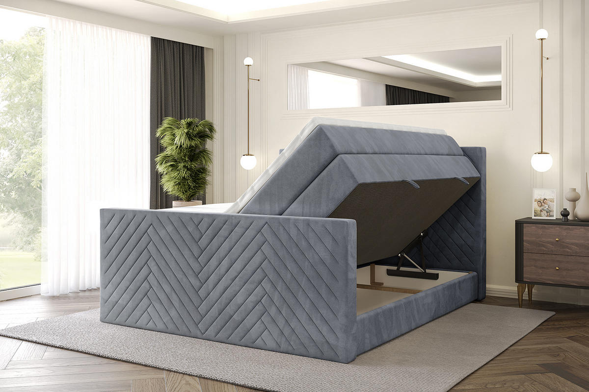 BOXSPRINGBETT mit Matratze und Lattenrost - VEXA-Z KING-160x200 - Grau Casablanca - Grau, Holzwerkstoff (160/200cm) - ALTDECOR