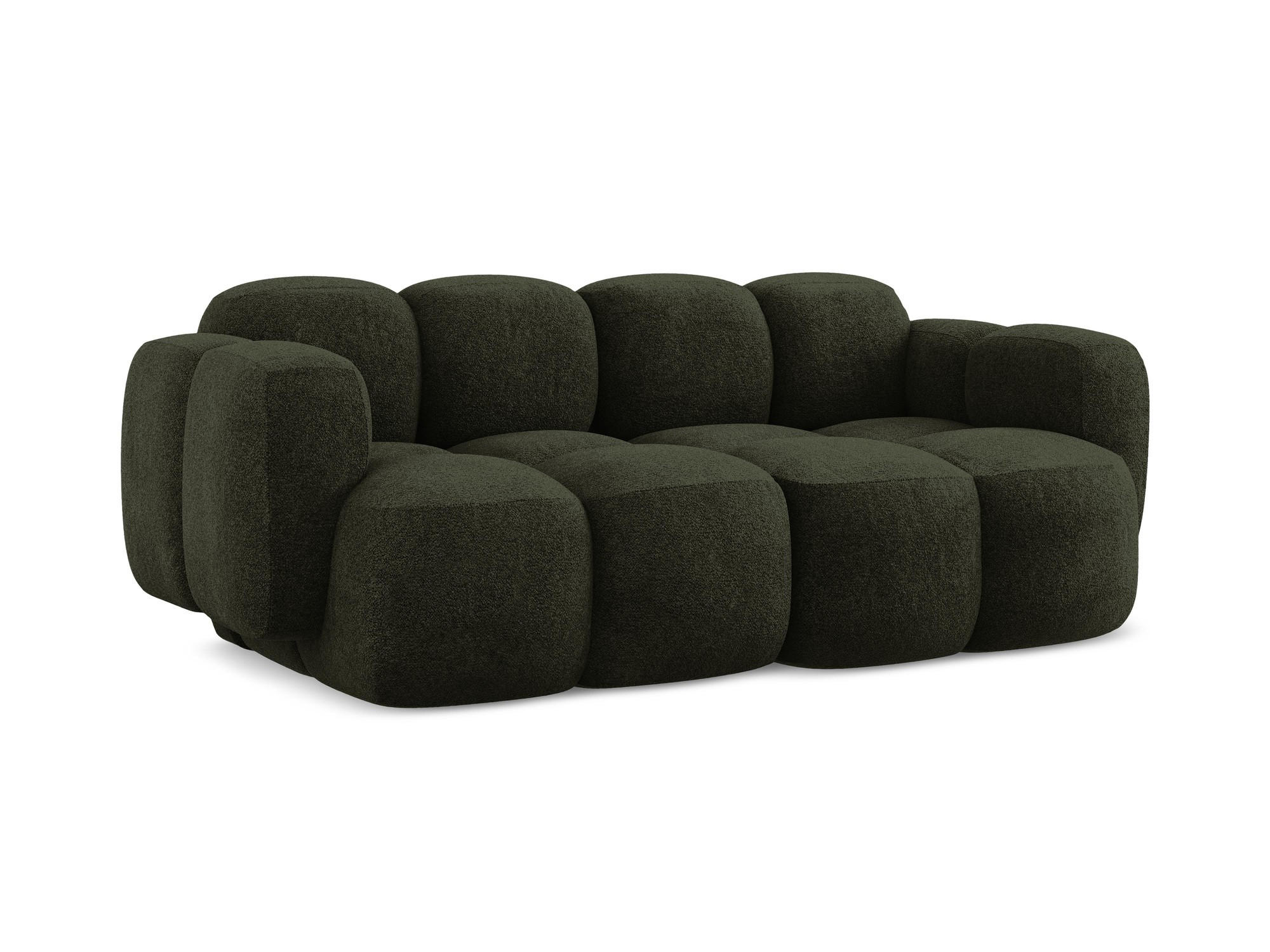 2-SITZER SOFA Chenille Stoff Grün - Dunkelgrün/Schwarz, Holzwerkstoff/Kunststoff (210/72/115cm) - Makamii