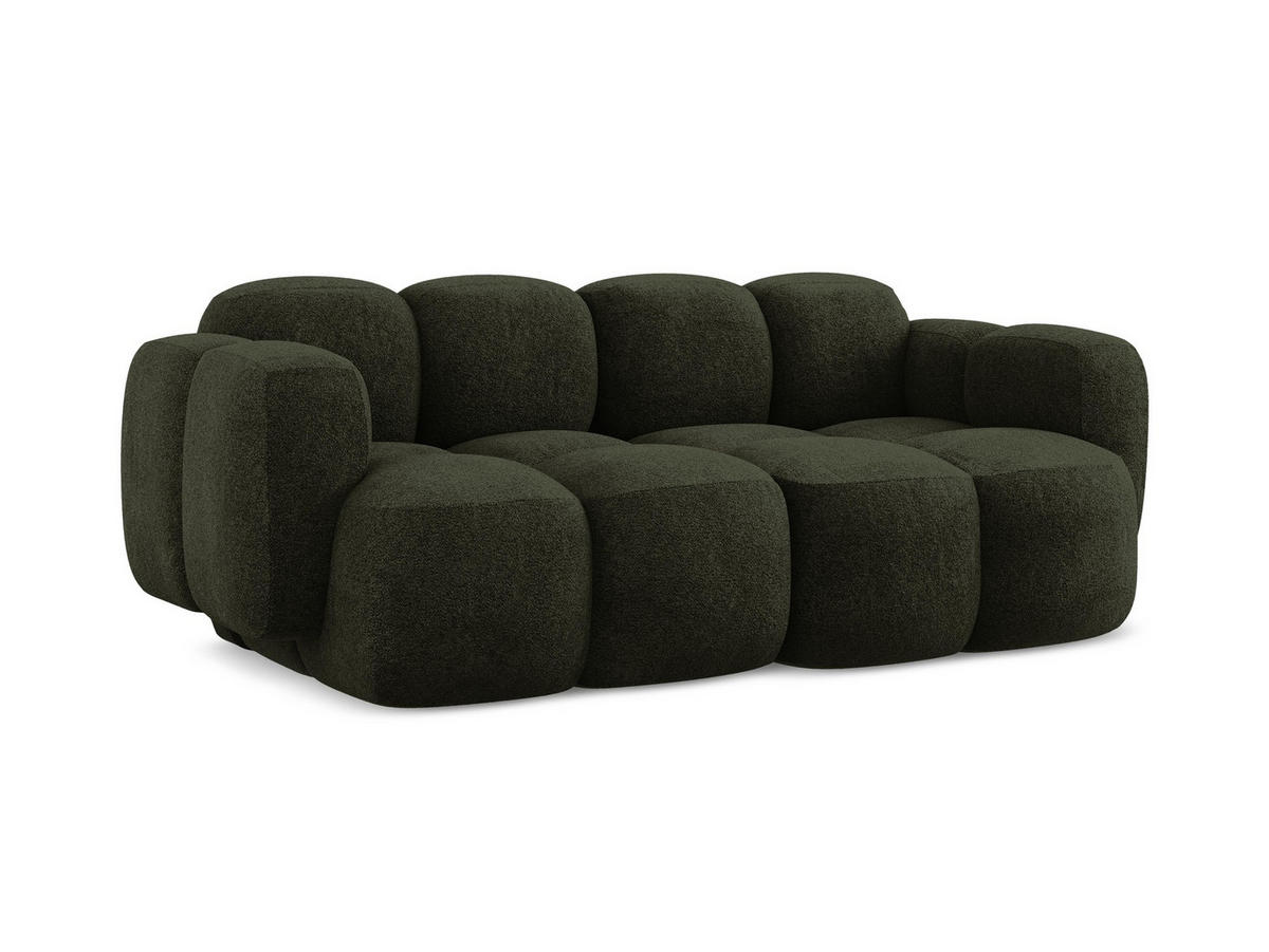 2-SITZER SOFA Chenille Stoff Grün - Dunkelgrün/Schwarz, Holzwerkstoff/Kunststoff (210/72/115cm) - Makamii