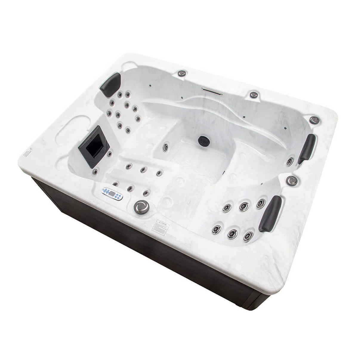 OUTDOOR Whirlpool WHITE MARBLE PURE - 210 x 160 cm für 3 Personen - Anthrazit, Kunststoff (160/80/210cm) - Home Deluxe