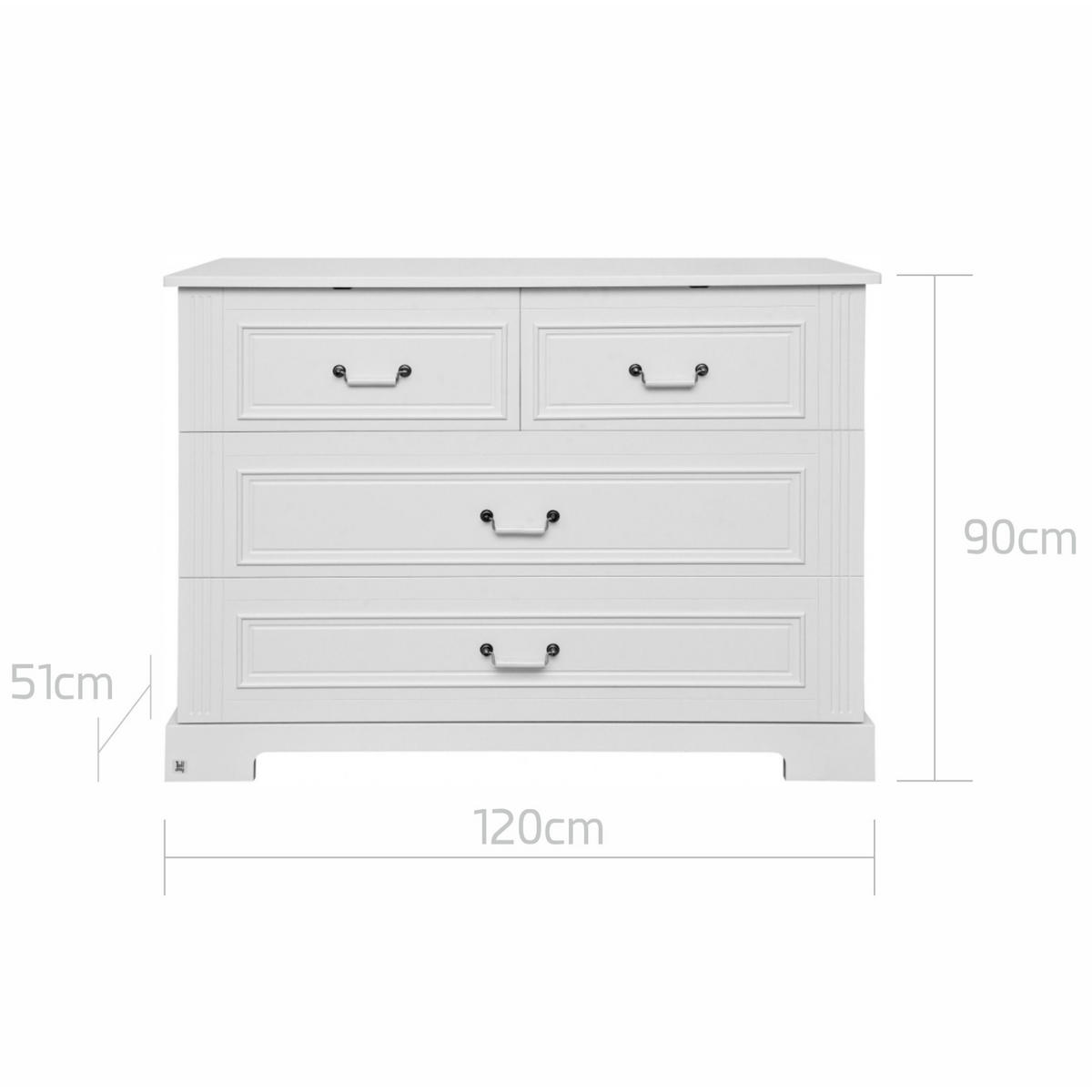 KINDERKOMMODE Ines – rustikale Eleganz und Funktionalität Weiß - Weiß, Holzwerkstoff (120/90/51cm) - RAUMHIRSCH FURNITURE