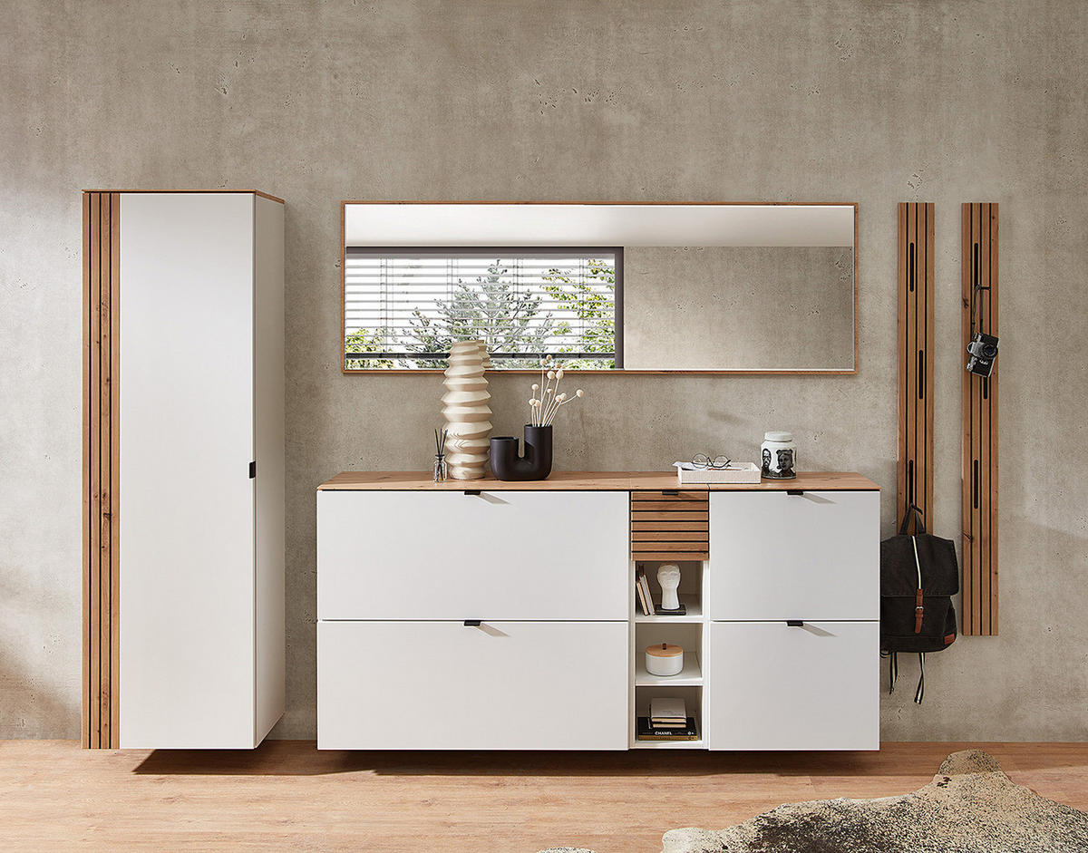 HÄNGE-SCHUHKIPPER - Schwarz/Weiß, Holzwerkstoff/Metall (100/84/37cm) - home24