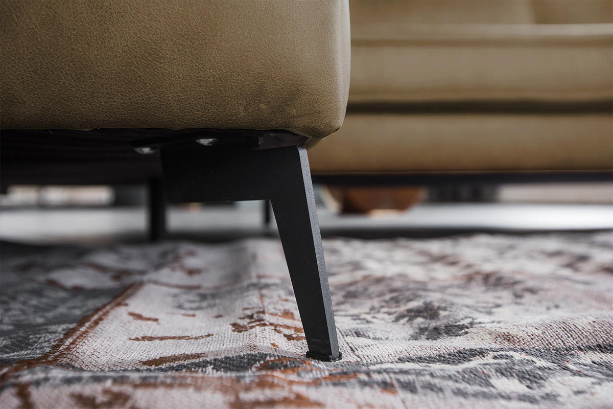 ECKSOFA BLOOM Beige Leder - Beige/Schwarz, Leder/Metall (276/177cm) - KAWOLA