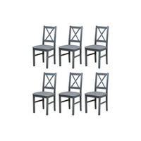 STUHL Nilo 10 (6er Set) - Graphitfarben/Grau, Holz (43/94/40cm) - Leaf Design