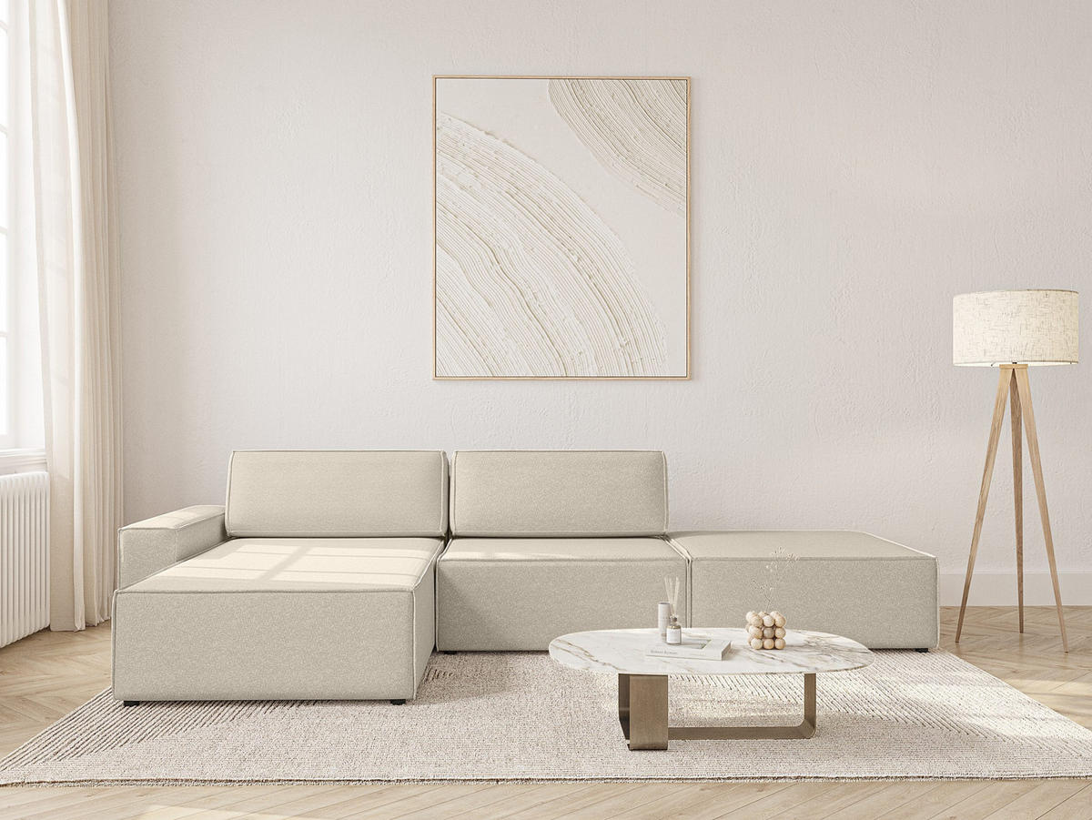 ECKSOFA Lummo Re mit Schlaffunktion, Beige - Beige, Textil (323/185cm) - Fedve
