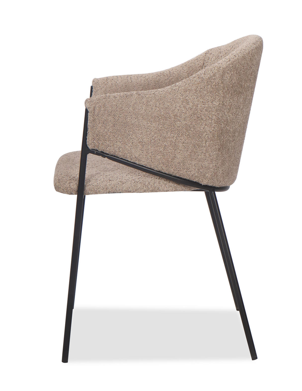 STUHL BUENO gespolsterter - dunkelbeige - Glamour Chenille - Beige/Schwarz, Textil/Metall (55/83/56cm) - NEW HOME