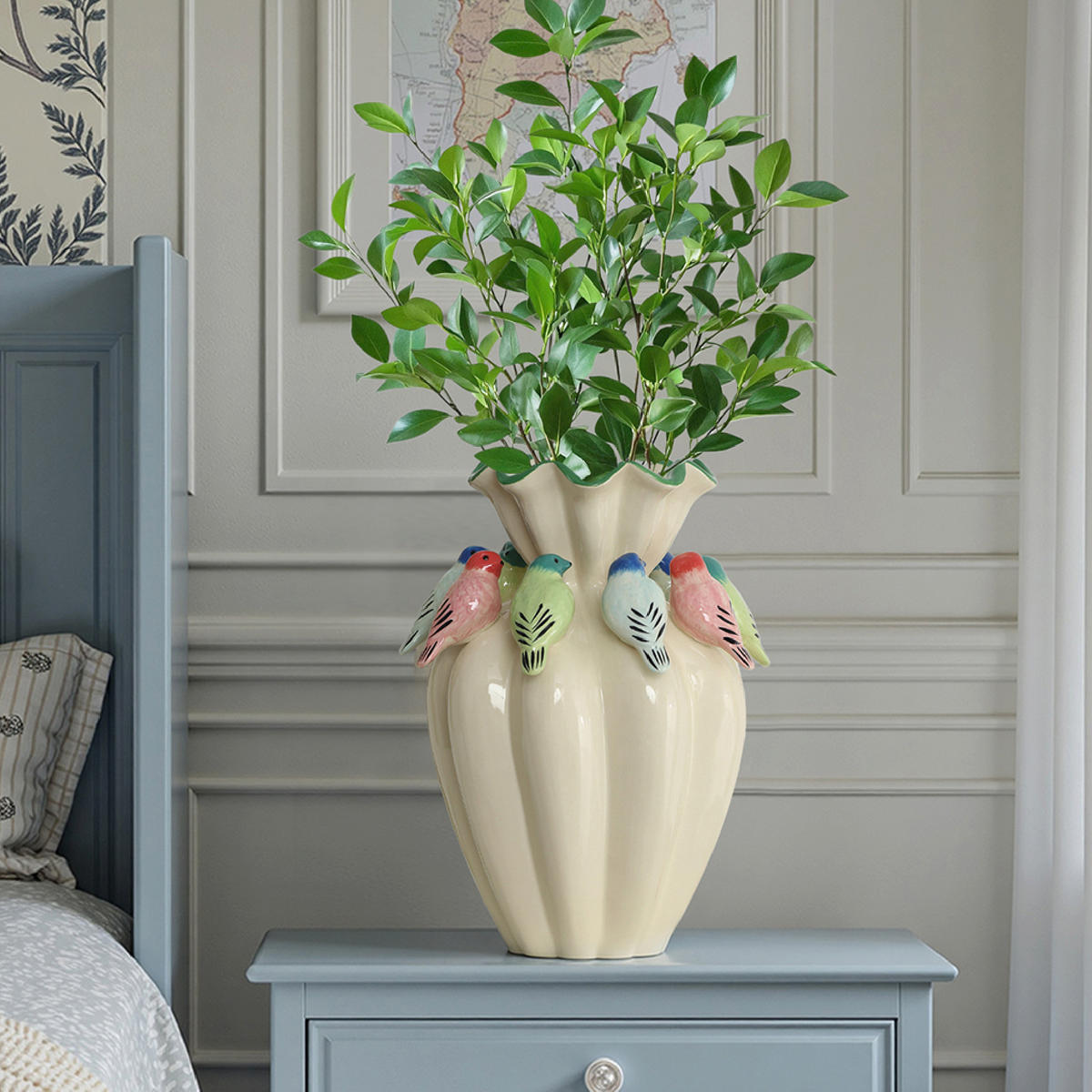 VASE aus Keramik, Ø17 x H38.8 cm, weiß - Weiß, Keramik (38.8cm) - Hometopia