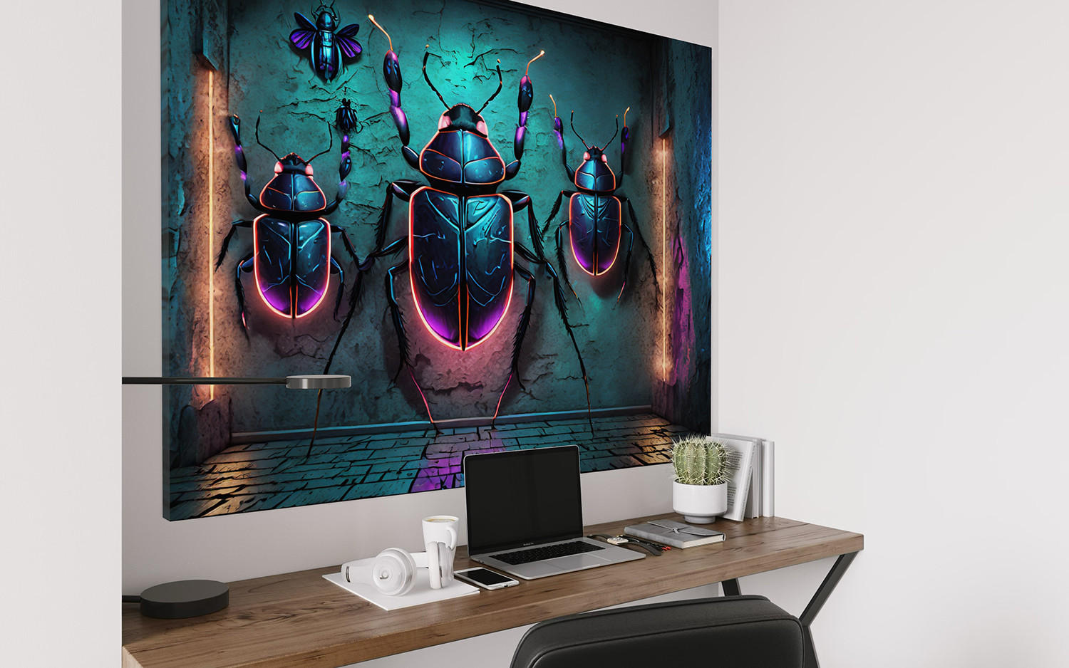 LEINWANDBILD, Insekten Tiere Neon 60x40cm - Lila, Textil (60/40cm) - Feeby