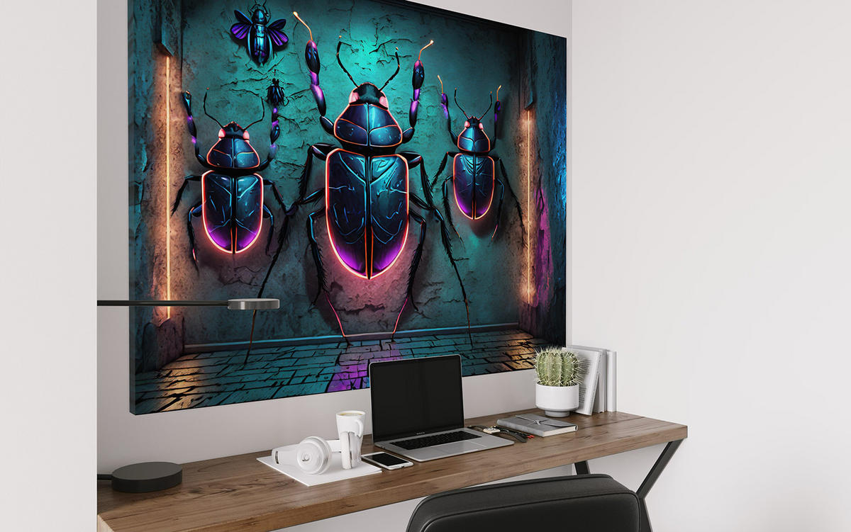 LEINWANDBILD, Insekten Tiere Neon 60x40cm - Lila, Textil (60/40cm) - Feeby