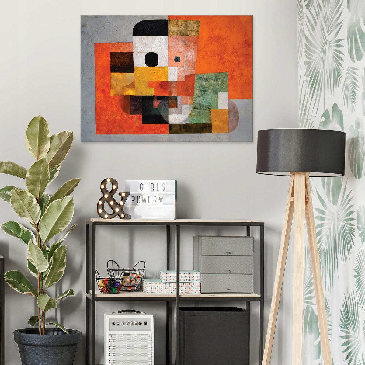 LEINWANDBILD Abstrakt Morceau Orange 100x70 cm - Multicolor, Holzwerkstoff (100/70cm) - Wallarena