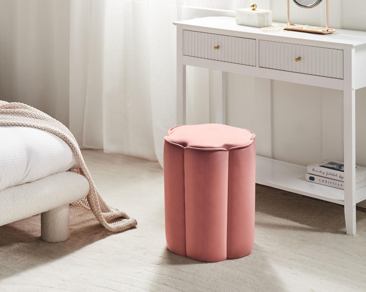 POUF Rosa Tappen - Pink, Textil (39/45/39cm) - Beliani