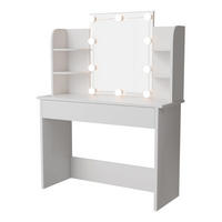 SCHMINKTISCH Bella mit LED Beleuchtung - Weiß, Holz (40/140/108cm) - Juskys