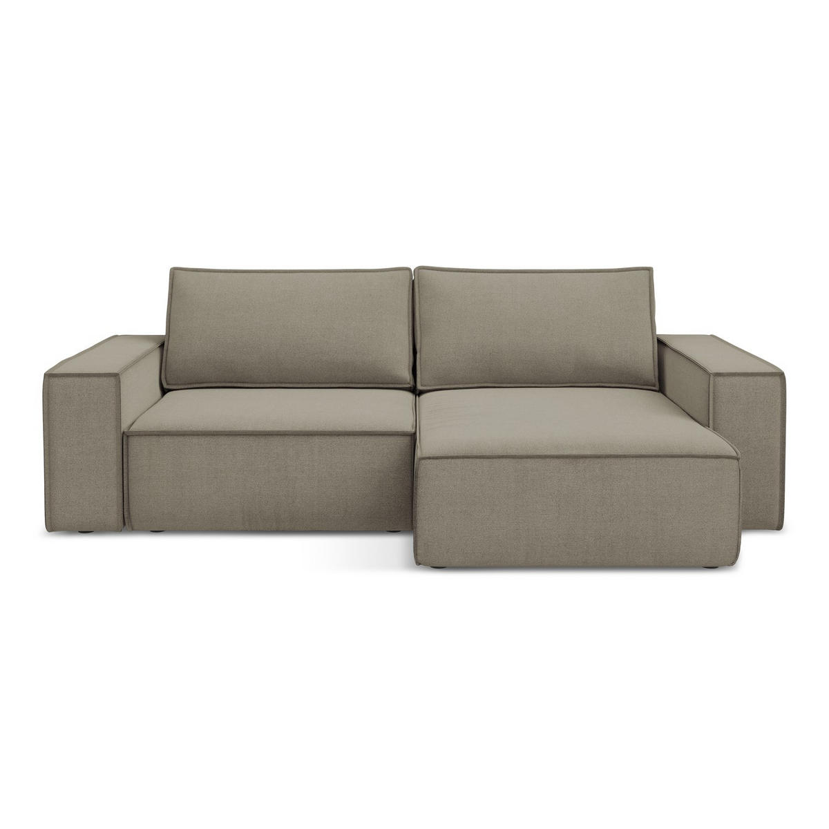 ECKSOFA mit Schlaffunktion Strukturstoff Stoff Beige - Beige/Schwarz, Kunststoff/Textil (257/148cm) - LaMiaSofa