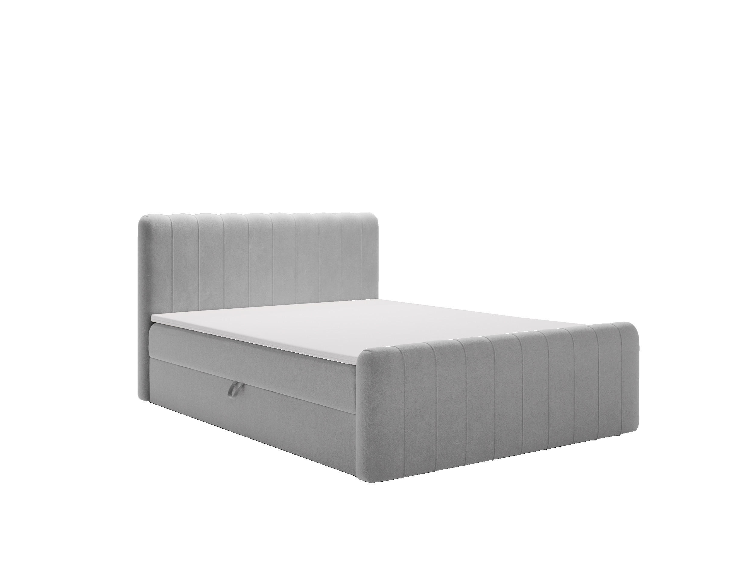 BOXBETT OSLO mit Bettkasten Stoff Komodo Hellgrau 120x200 cm - Hellgrau, Holz (120/200cm) - Kaiser Möbel